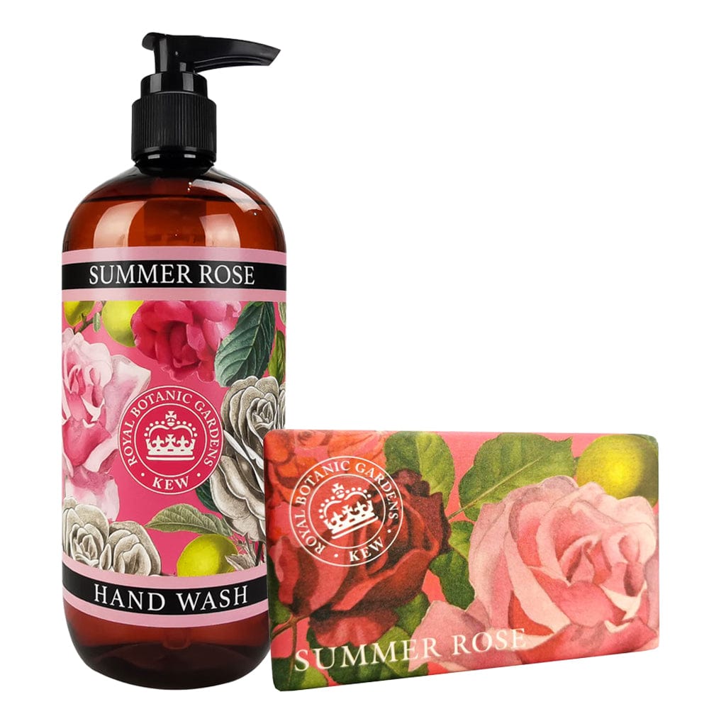 Summer Rose Hand Wash & Soap Bar Bundle - Royal Kew Gardens from our Body & Bath collection by The English Soap Company