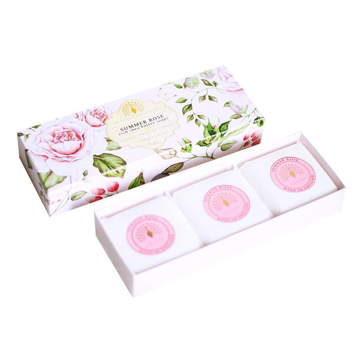 Summer Rose Triple Soap Bars Gift Set 3x100g from our Luxury Bar Soap collection by The English Soap Company