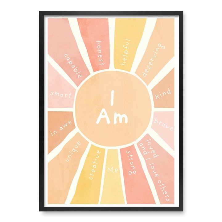 Sunshine Affirmations Children's Wall Art Print A1 (59.4 x 84.1cm) / Matte Black Frame / No Border from our Australian Made Framed Wall Art, Prints & Posters collection by Profile Products (Australia) Pty Ltd