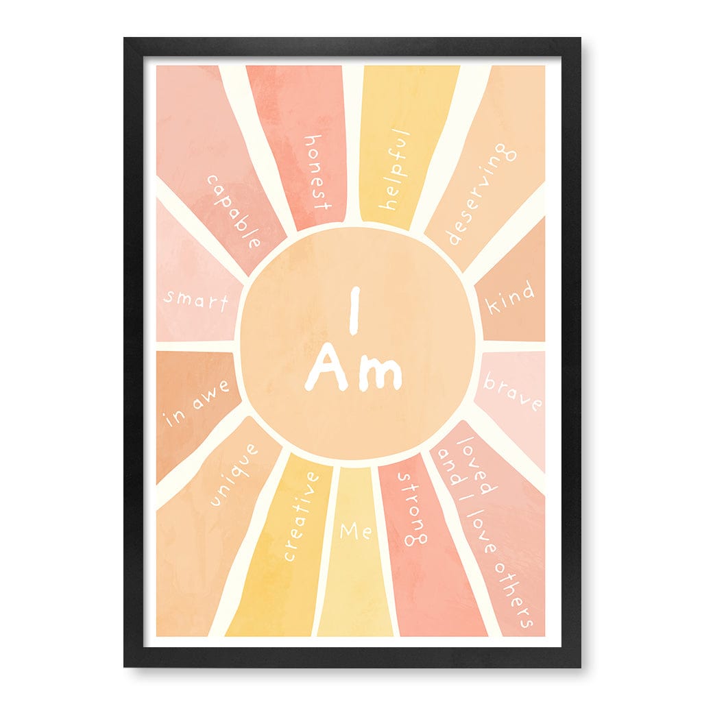 Sunshine Affirmations Children's Wall Art Print A2 (42 x 59.4cm) / Matte Black Frame / No Border from our Australian Made Framed Wall Art, Prints & Posters collection by Profile Products (Australia) Pty Ltd