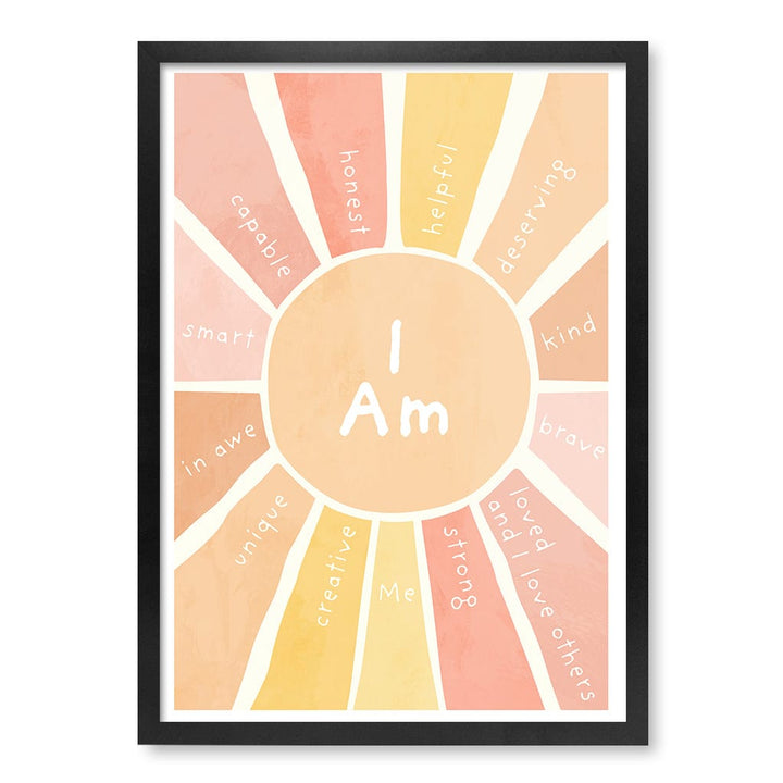 Sunshine Affirmations Children's Wall Art Print A2 (42 x 59.4cm) / Matte Black Frame / No Border from our Australian Made Framed Wall Art, Prints & Posters collection by Profile Products (Australia) Pty Ltd