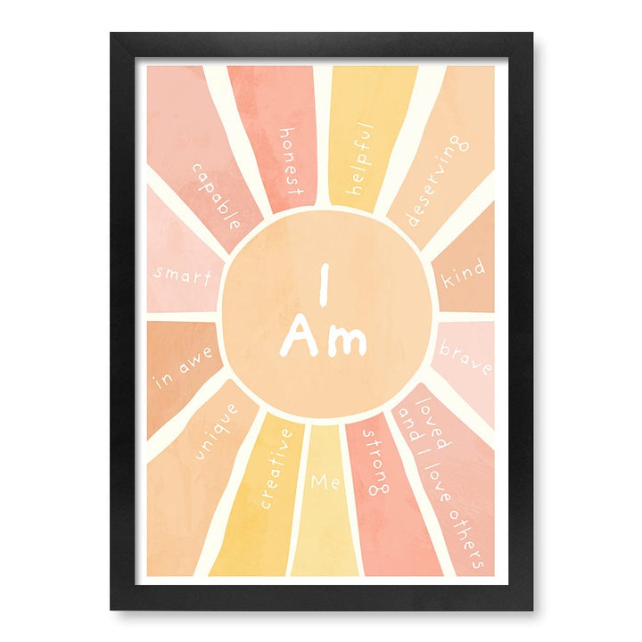 Sunshine Affirmations Children's Wall Art Print A3 (29.7 x 42cm) / Matte Black Frame / No Border from our Australian Made Framed Wall Art, Prints & Posters collection by Profile Products (Australia) Pty Ltd