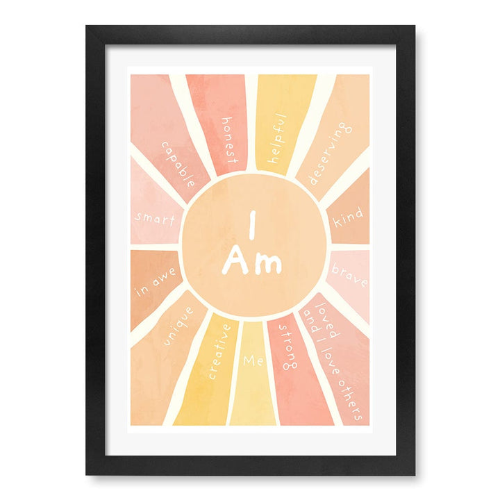 Sunshine Affirmations Children's Wall Art Print A3 (29.7 x 42cm) / Matte Black Frame / White Border from our Australian Made Framed Wall Art, Prints & Posters collection by Profile Products (Australia) Pty Ltd