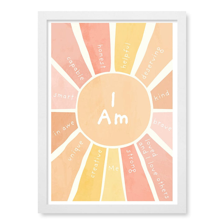 Sunshine Affirmations Children's Wall Art Print A3 (29.7 x 42cm) / Matte White Frame / No Border from our Australian Made Framed Wall Art, Prints & Posters collection by Profile Products (Australia) Pty Ltd