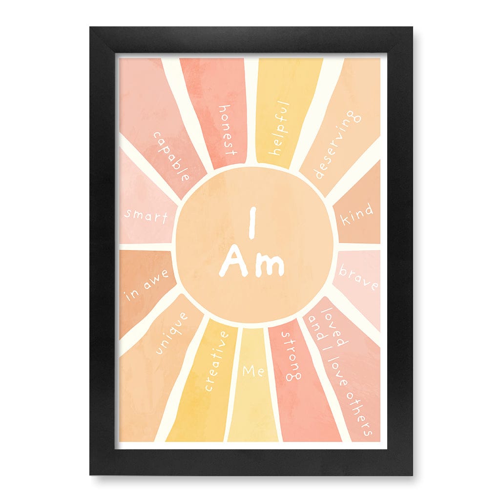 Sunshine Affirmations Children's Wall Art Print A4 (21 x 29.7cm) / Matte Black Frame / No Border from our Australian Made Framed Wall Art, Prints & Posters collection by Profile Products (Australia) Pty Ltd
