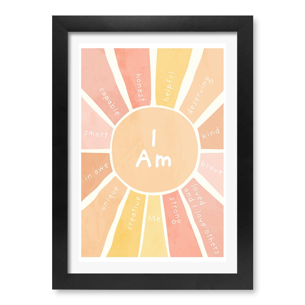 Sunshine Affirmations Children's Wall Art Print A4 (21 x 29.7cm) / Matte Black Frame / White Border from our Australian Made Framed Wall Art, Prints & Posters collection by Profile Products (Australia) Pty Ltd