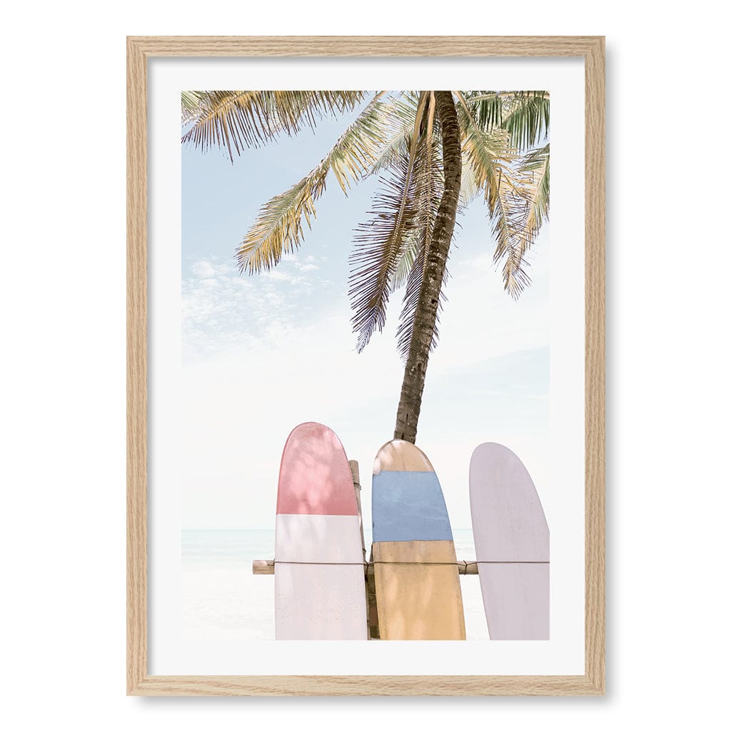 Surfboard Rack 2 Wall Art Print A2 (42 x 59.4cm) / Natural Oak Frame / White Border from our Australian Made Framed Wall Art, Prints & Posters collection by Profile Products (Australia) Pty Ltd