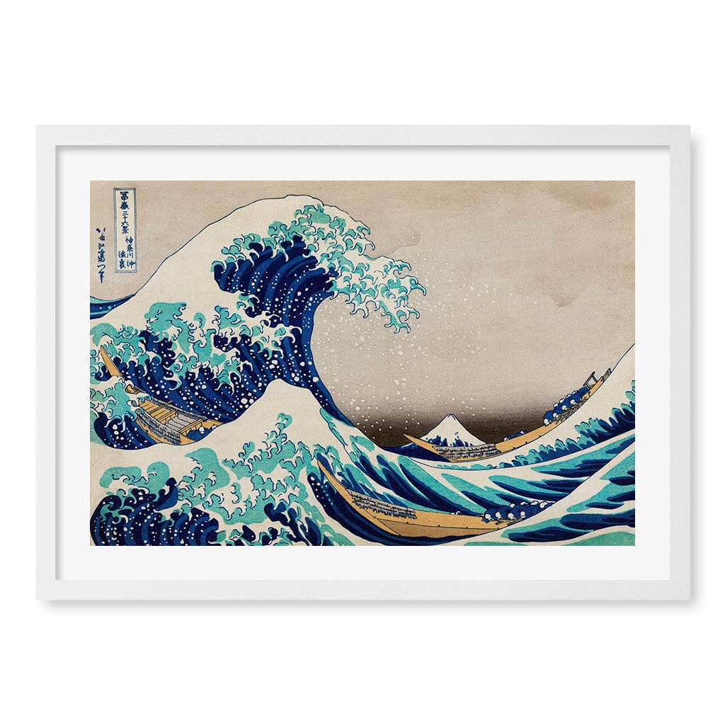 The Great Wave Off Kanagawa Wall Art Print A2 (42 x 59.4cm) / Matte White Frame / White Border from our Australian Made Wall Art collection by Profile Australia