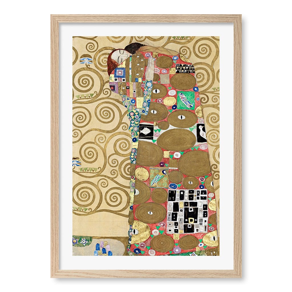 The Hug - Gustav Klimt Art Print A2 (42 x 59.4cm) / Natural Oak Frame / White Border from our Australian Made Wall Art collection by Profile Australia