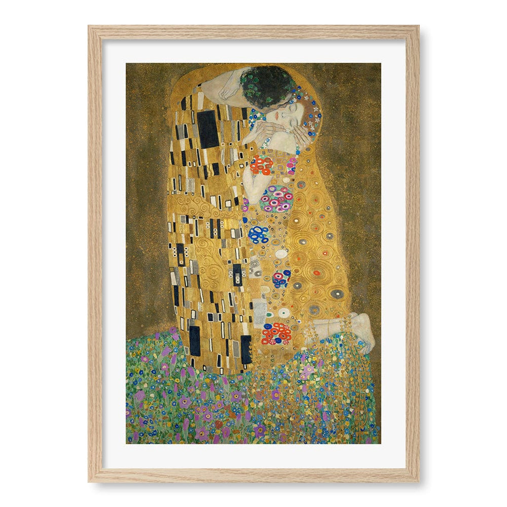 The Kiss Wall Art Print A2 (42 x 59.4cm) / Natural Oak Frame / White Border from our Australian Made Wall Art collection by Profile Australia