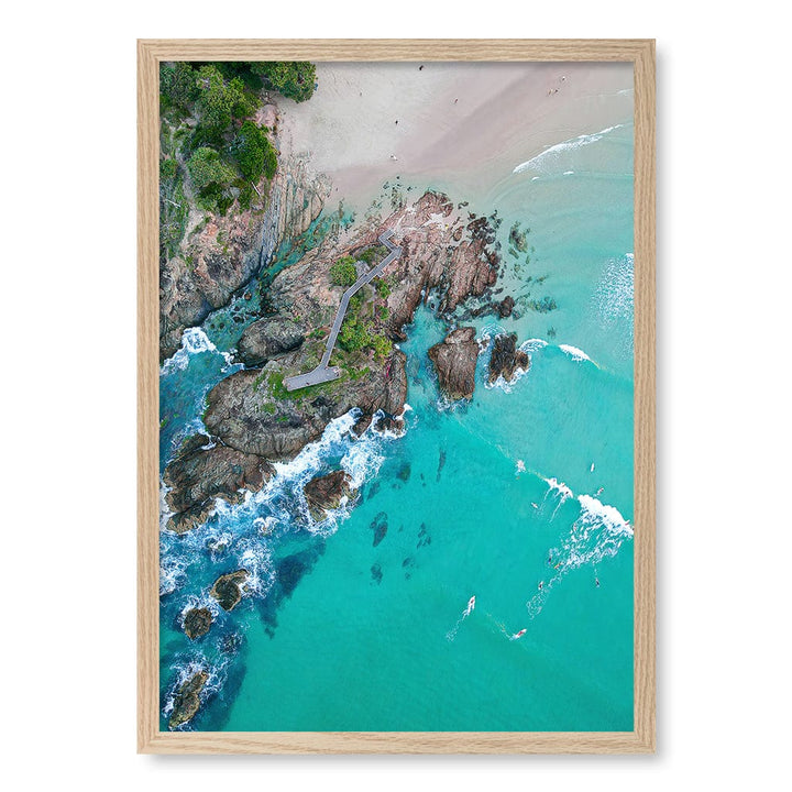 The Pass Byron Wall Art Print A2 (42 x 59.4cm) / Natural Oak Frame / No Border from our Australian Made Framed Wall Art, Prints & Posters collection by Profile Products (Australia) Pty Ltd