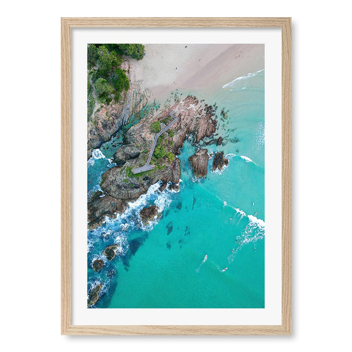 The Pass Byron Wall Art Print A2 (42 x 59.4cm) / Natural Oak Frame / White Border from our Australian Made Framed Wall Art, Prints & Posters collection by Profile Products (Australia) Pty Ltd