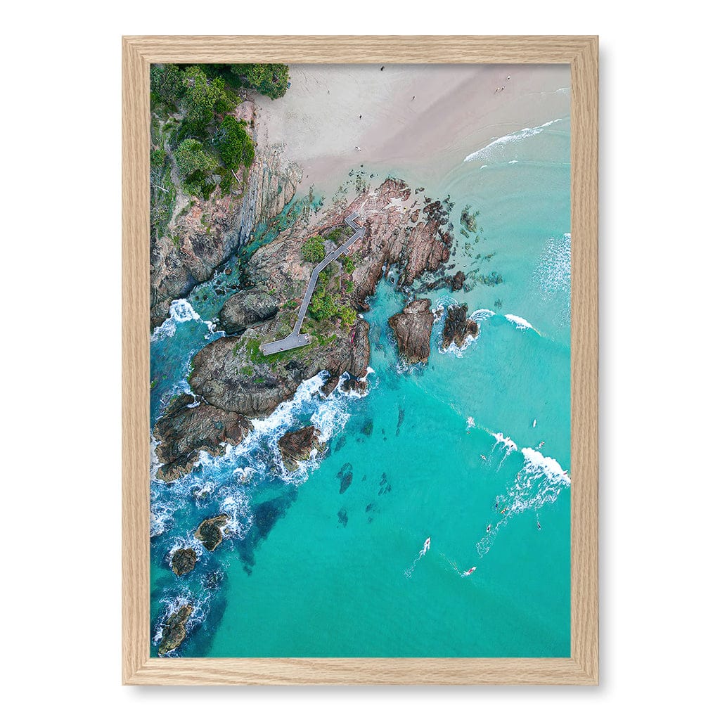 The Pass Byron Wall Art Print A3 (29.7 x 42cm) / Natural Oak Frame / No Border from our Australian Made Framed Wall Art, Prints & Posters collection by Profile Products (Australia) Pty Ltd