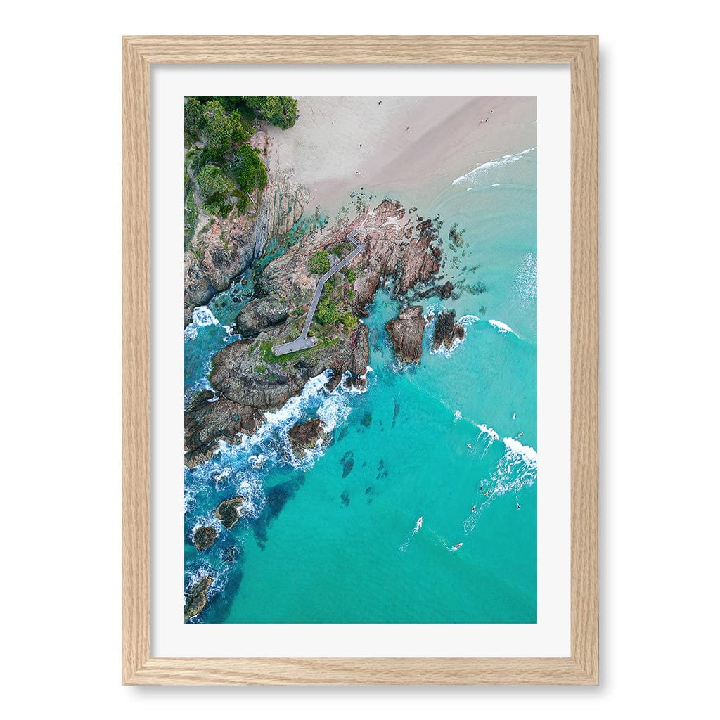 The Pass Byron Wall Art Print A3 (29.7 x 42cm) / Natural Oak Frame / White Border from our Australian Made Framed Wall Art, Prints & Posters collection by Profile Products (Australia) Pty Ltd