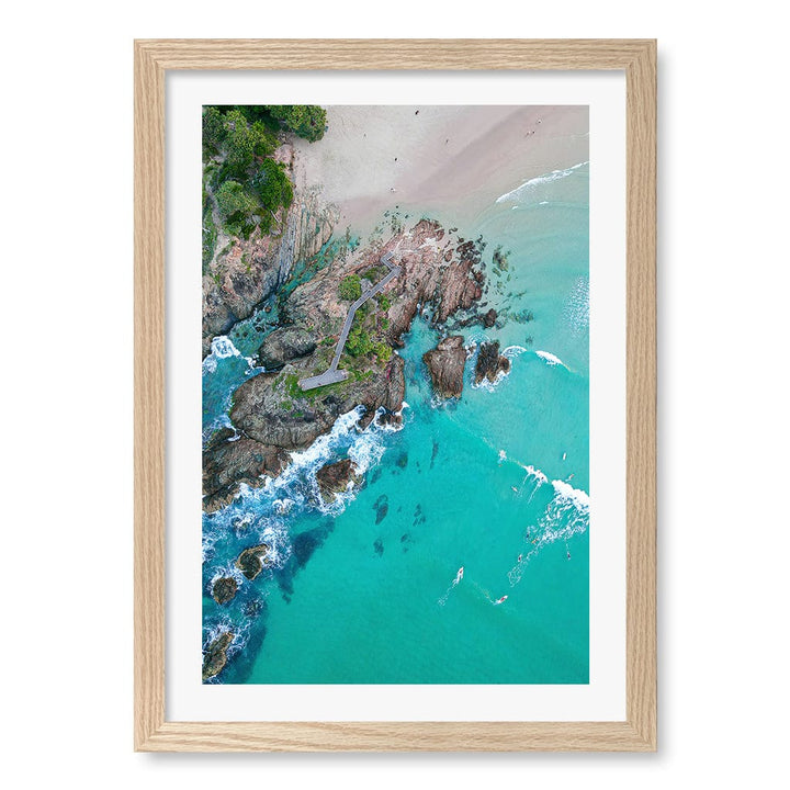 The Pass Byron Wall Art Print A3 (29.7 x 42cm) / Natural Oak Frame / White Border from our Australian Made Framed Wall Art, Prints & Posters collection by Profile Products (Australia) Pty Ltd