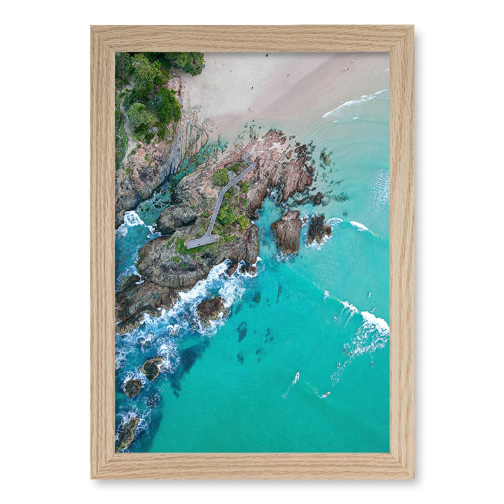 The Pass Byron Wall Art Print A4 (21 x 29.7cm) / Natural Oak Frame / No Border from our Australian Made Framed Wall Art, Prints & Posters collection by Profile Products (Australia) Pty Ltd