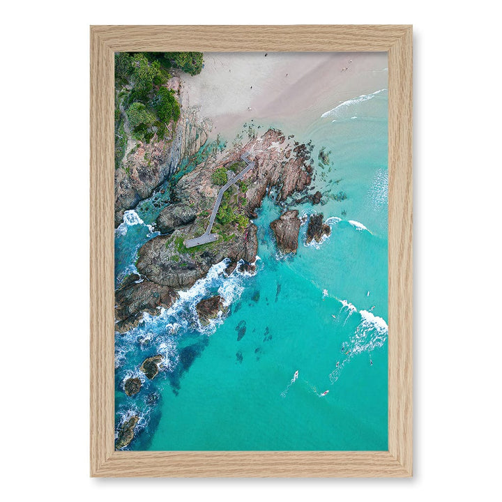 The Pass Byron Wall Art Print A4 (21 x 29.7cm) / Natural Oak Frame / No Border from our Australian Made Framed Wall Art, Prints & Posters collection by Profile Products (Australia) Pty Ltd