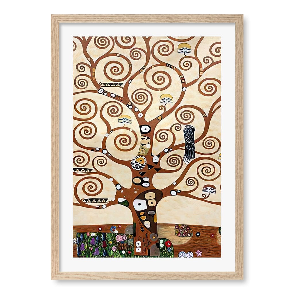 The Tree of Life - Gustav Klimt Art Print A2 (42 x 59.4cm) / Natural Oak Frame / White Border from our Australian Made Wall Art collection by Profile Australia