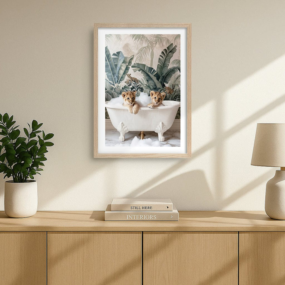 Tropical Lion Bath Wall Art Print from our Australian Made Framed Wall Art, Prints & Posters collection by Profile Australia