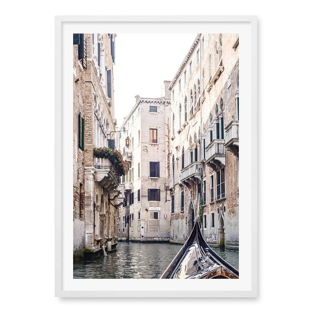 Venice Gondola 2 Wall Art Print A1 (59.4 x 84.1cm) / Matte White Frame / White Border from our Australian Made Wall Art collection by Profile Australia