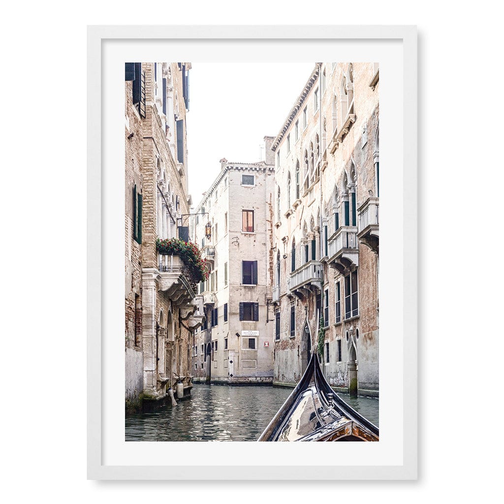 Venice Gondola 2 Wall Art Print A2 (42 x 59.4cm) / Matte White Frame / White Border from our Australian Made Wall Art collection by Profile Australia
