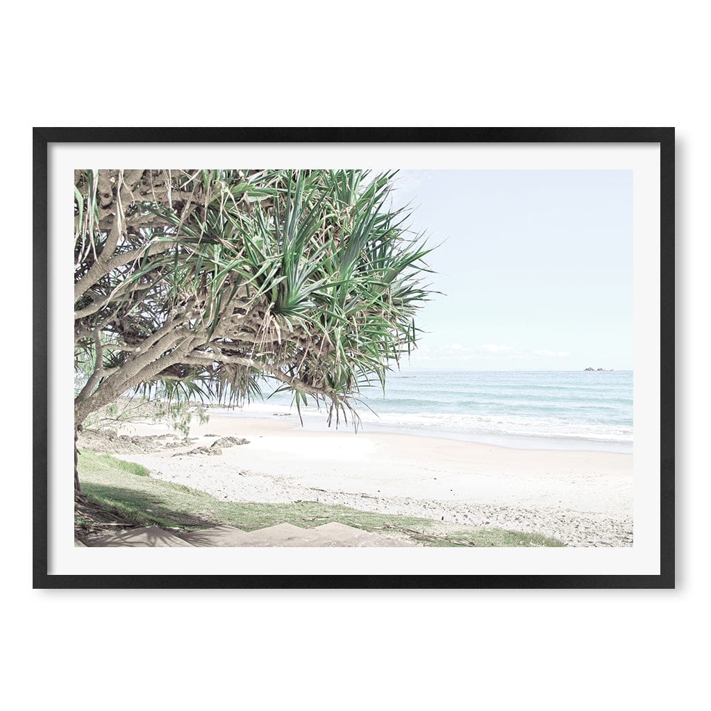 Wategos Beach View Wall Art Print A1 (59.4 x 84.1cm) / Matte Black Frame / White Border from our Australian Made Framed Wall Art, Prints & Posters collection by Profile Products (Australia) Pty Ltd