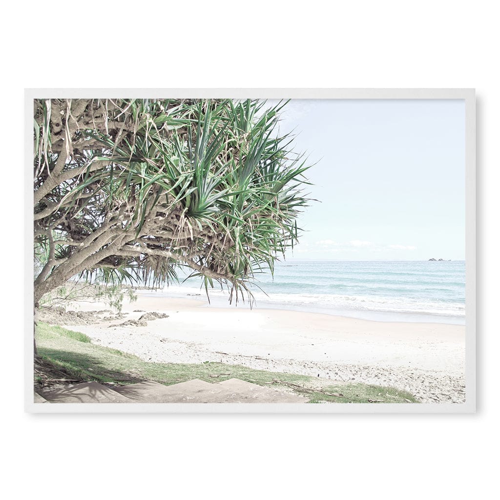 Wategos Beach View Wall Art Print A1 (59.4 x 84.1cm) / Matte White Frame / No Border from our Australian Made Framed Wall Art, Prints & Posters collection by Profile Products (Australia) Pty Ltd