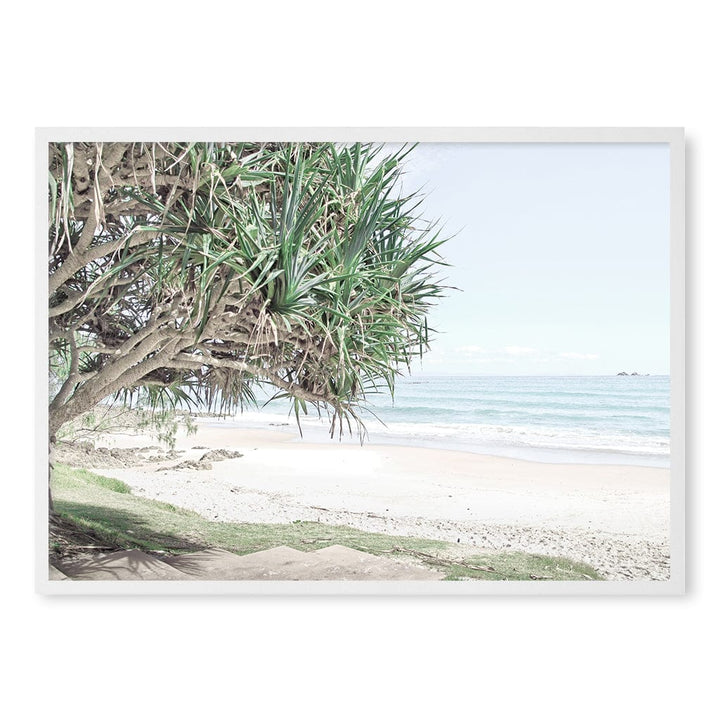 Wategos Beach View Wall Art Print A1 (59.4 x 84.1cm) / Matte White Frame / No Border from our Australian Made Framed Wall Art, Prints & Posters collection by Profile Products (Australia) Pty Ltd