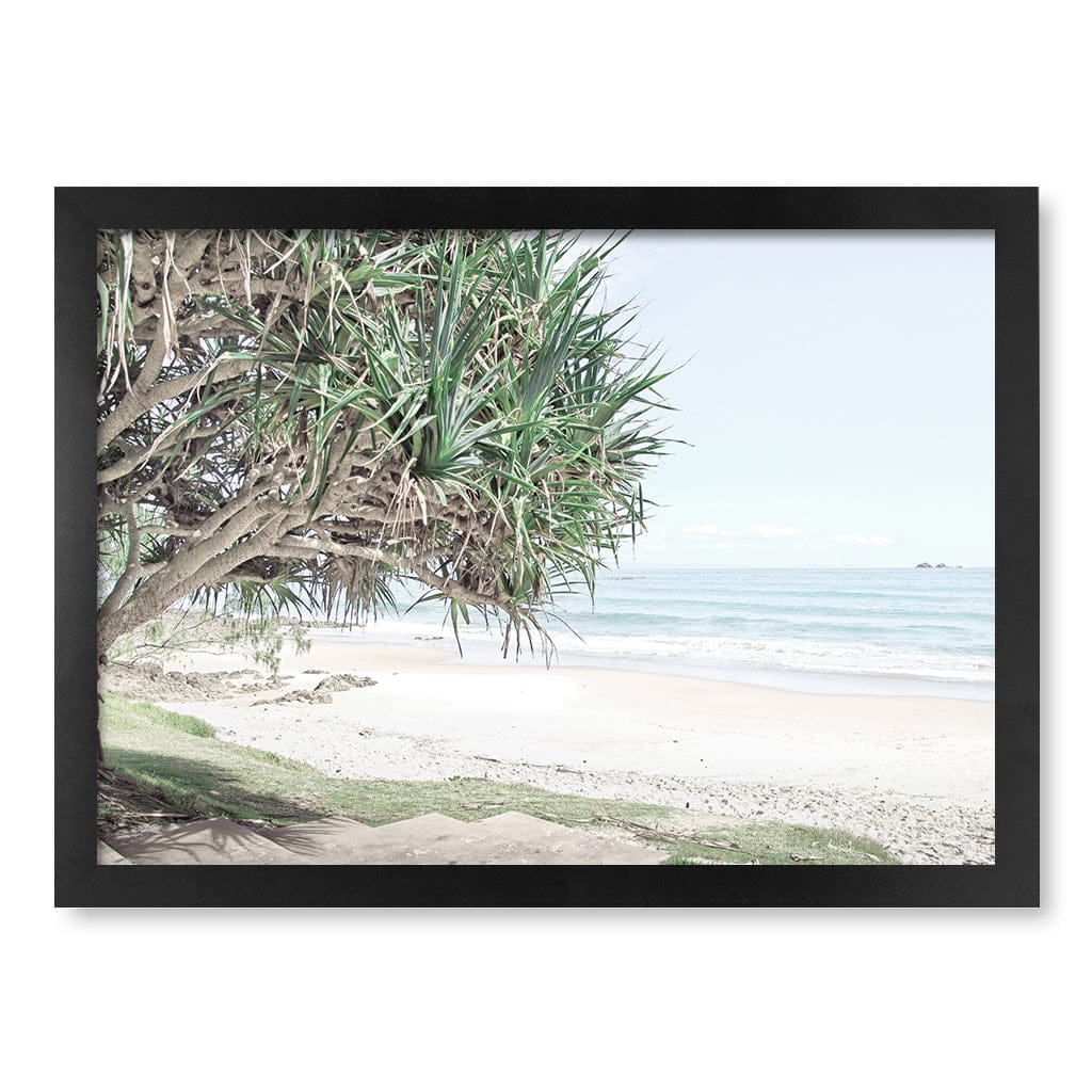 Wategos Beach View Wall Art Print A3 (29.7 x 42cm) / Matte Black Frame / No Border from our Australian Made Framed Wall Art, Prints & Posters collection by Profile Products (Australia) Pty Ltd