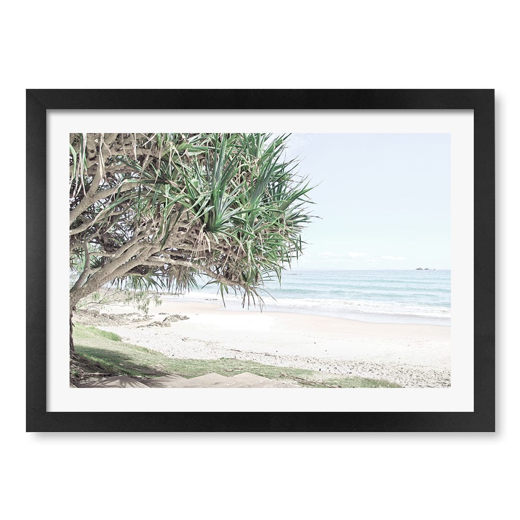 Wategos Beach View Wall Art Print A3 (29.7 x 42cm) / Matte Black Frame / White Border from our Australian Made Framed Wall Art, Prints & Posters collection by Profile Products (Australia) Pty Ltd