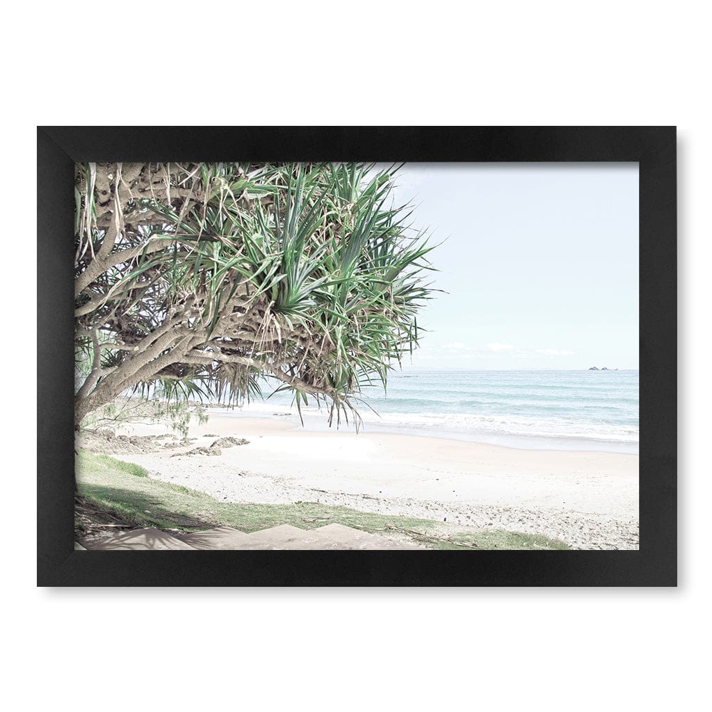 Wategos Beach View Wall Art Print A4 (21 x 29.7cm) / Matte Black Frame / No Border from our Australian Made Framed Wall Art, Prints & Posters collection by Profile Products (Australia) Pty Ltd