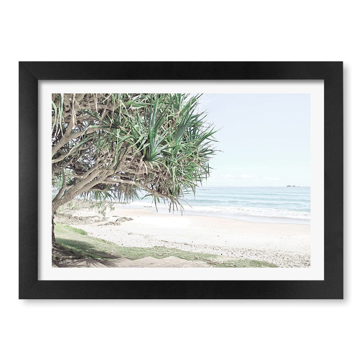 Wategos Beach View Wall Art Print A4 (21 x 29.7cm) / Matte Black Frame / White Border from our Australian Made Framed Wall Art, Prints & Posters collection by Profile Products (Australia) Pty Ltd