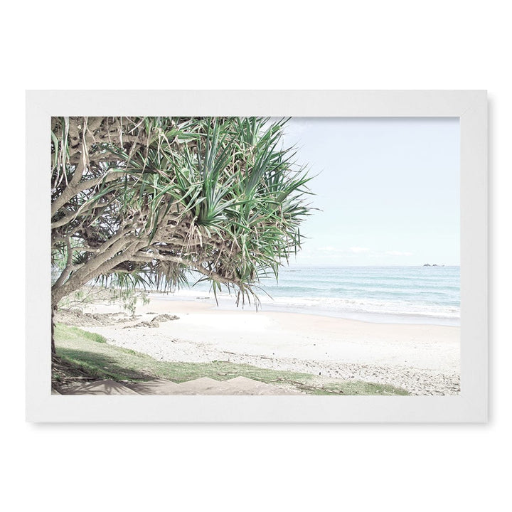 Wategos Beach View Wall Art Print A4 (21 x 29.7cm) / Matte White Frame / No Border from our Australian Made Framed Wall Art, Prints & Posters collection by Profile Products (Australia) Pty Ltd