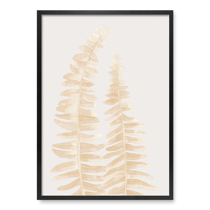 Watercolour Fern Leaves Beige Wall Art Print A1 (59.4 x 84.1cm) / Matte Black Frame / No Border from our Australian Made Framed Wall Art, Prints & Posters collection by Profile Products (Australia) Pty Ltd