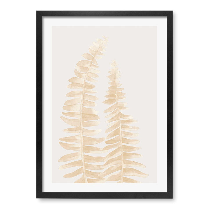 Watercolour Fern Leaves Beige Wall Art Print A2 (42 x 59.4cm) / Matte Black Frame / White Border from our Australian Made Framed Wall Art, Prints & Posters collection by Profile Products (Australia) Pty Ltd