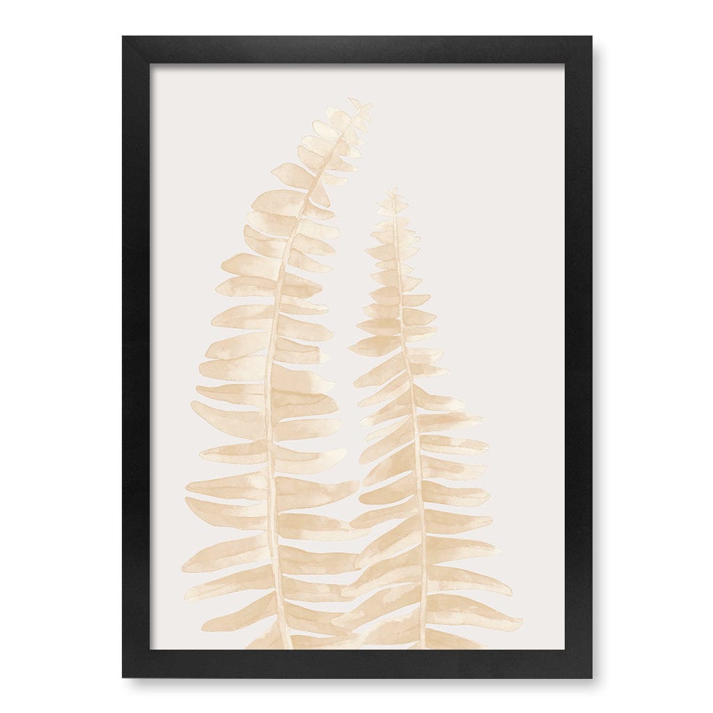 Watercolour Fern Leaves Beige Wall Art Print A3 (29.7 x 42cm) / Matte Black Frame / No Border from our Australian Made Framed Wall Art, Prints & Posters collection by Profile Products (Australia) Pty Ltd