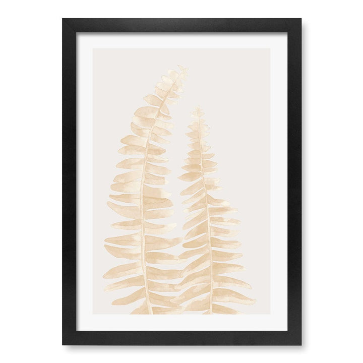Watercolour Fern Leaves Beige Wall Art Print A3 (29.7 x 42cm) / Matte Black Frame / White Border from our Australian Made Framed Wall Art, Prints & Posters collection by Profile Products (Australia) Pty Ltd