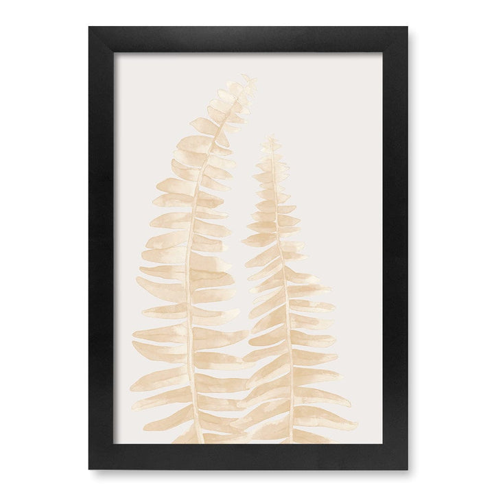 Watercolour Fern Leaves Beige Wall Art Print A4 (21 x 29.7cm) / Matte Black Frame / No Border from our Australian Made Framed Wall Art, Prints & Posters collection by Profile Products (Australia) Pty Ltd
