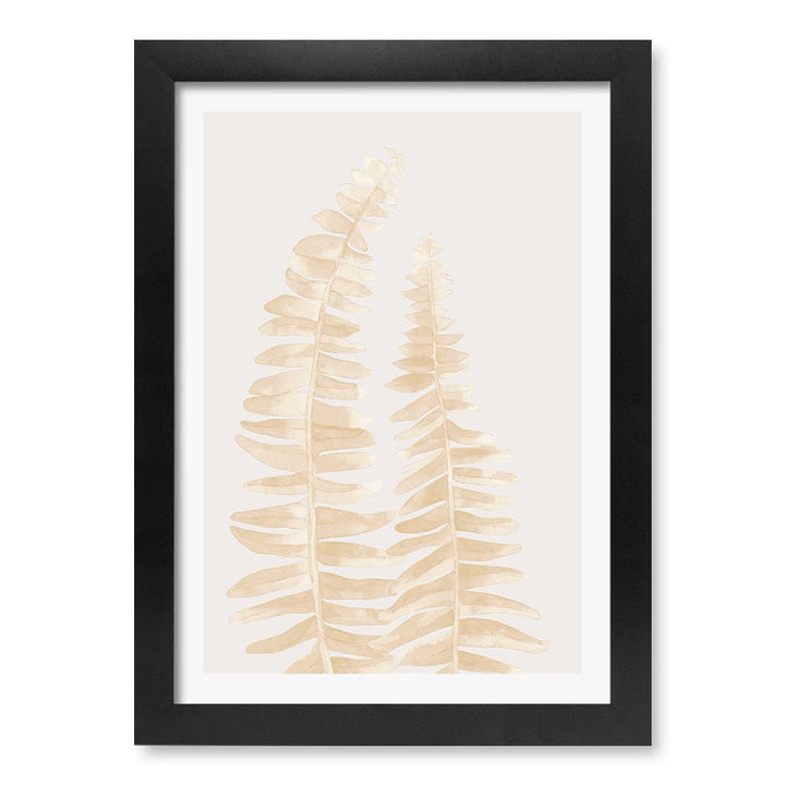 Watercolour Fern Leaves Beige Wall Art Print A4 (21 x 29.7cm) / Matte Black Frame / White Border from our Australian Made Framed Wall Art, Prints & Posters collection by Profile Products (Australia) Pty Ltd