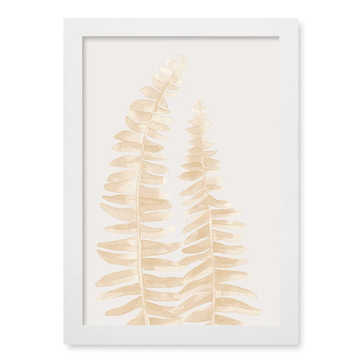 Watercolour Fern Leaves Beige Wall Art Print A4 (21 x 29.7cm) / Matte White Frame / No Border from our Australian Made Framed Wall Art, Prints & Posters collection by Profile Products (Australia) Pty Ltd