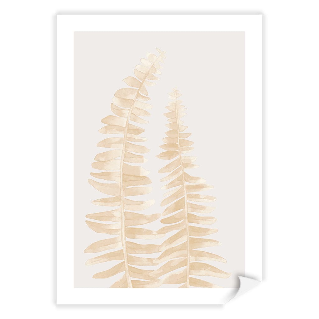 Watercolour Fern Leaves Beige Wall Art Print A4 (21 x 29.7cm) / Print Only / White Border from our Australian Made Framed Wall Art, Prints & Posters collection by Profile Products (Australia) Pty Ltd