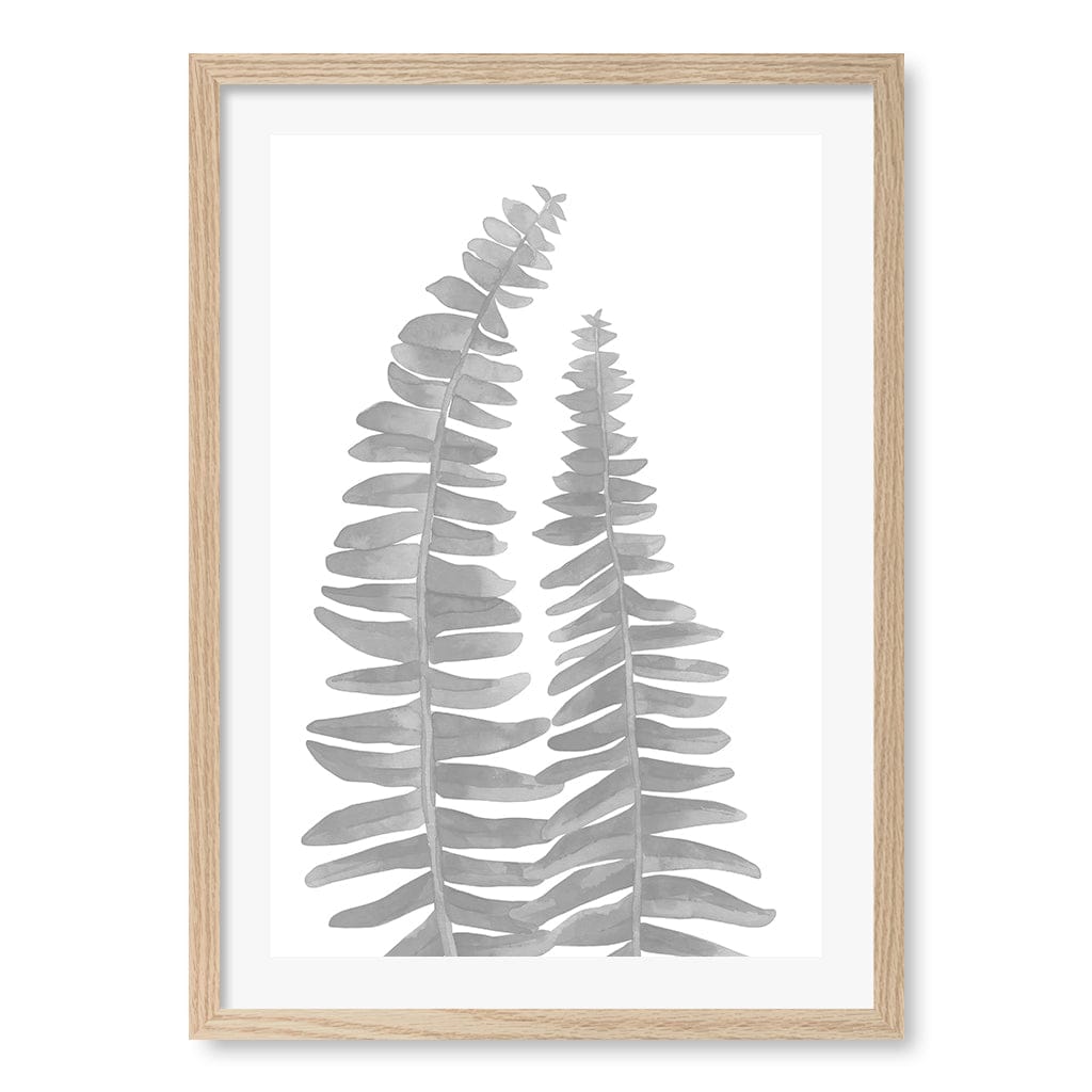 Watercolour Fern Leaves Wall Art Print A2 (42 x 59.4cm) / Natural Oak Frame / White Border from our Australian Made Framed Wall Art, Prints & Posters collection by Profile Australia