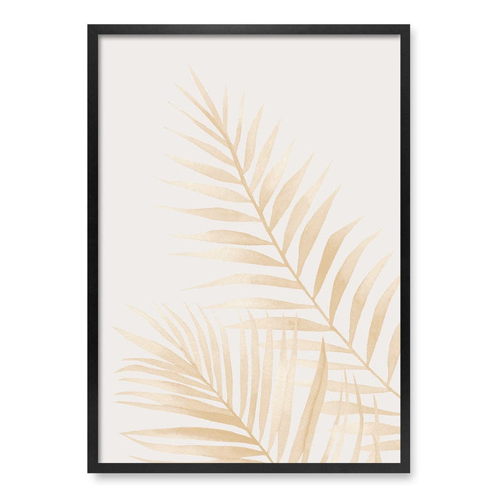 Watercolour Palm Leaves Beige Wall Art Print A1 (59.4 x 84.1cm) / Matte Black Frame / No Border from our Australian Made Framed Wall Art, Prints & Posters collection by Profile Products (Australia) Pty Ltd