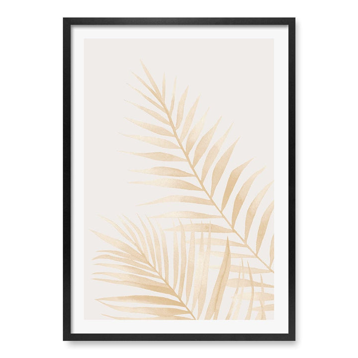 Watercolour Palm Leaves Beige Wall Art Print A1 (59.4 x 84.1cm) / Matte Black Frame / White Border from our Australian Made Framed Wall Art, Prints & Posters collection by Profile Products (Australia) Pty Ltd
