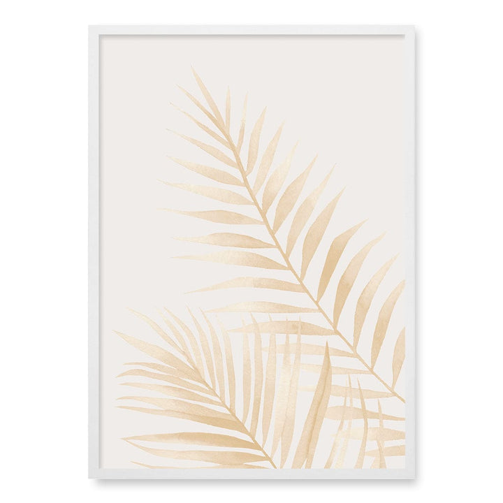 Watercolour Palm Leaves Beige Wall Art Print A1 (59.4 x 84.1cm) / Matte White Frame / No Border from our Australian Made Framed Wall Art, Prints & Posters collection by Profile Products (Australia) Pty Ltd