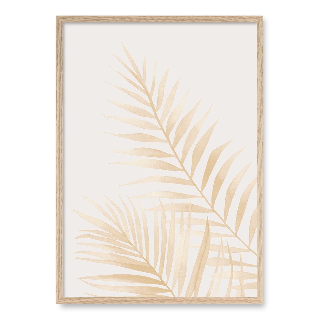 Watercolour Palm Leaves Beige Wall Art Print A1 (59.4 x 84.1cm) / Natural Oak Frame / No Border from our Australian Made Framed Wall Art, Prints & Posters collection by Profile Products (Australia) Pty Ltd