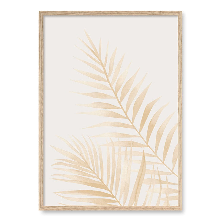 Watercolour Palm Leaves Beige Wall Art Print A1 (59.4 x 84.1cm) / Natural Oak Frame / No Border from our Australian Made Framed Wall Art, Prints & Posters collection by Profile Products (Australia) Pty Ltd