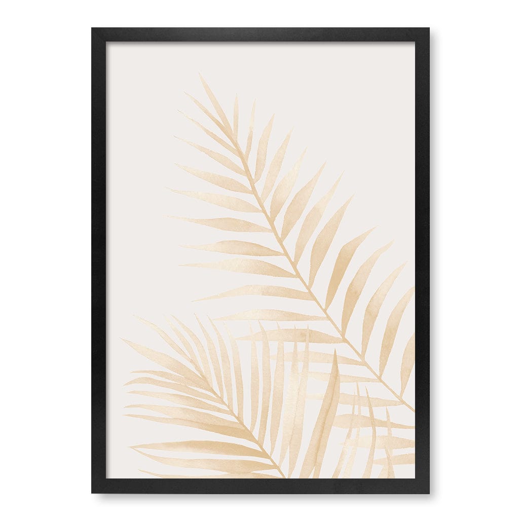 Watercolour Palm Leaves Beige Wall Art Print A2 (42 x 59.4cm) / Matte Black Frame / No Border from our Australian Made Framed Wall Art, Prints & Posters collection by Profile Products (Australia) Pty Ltd
