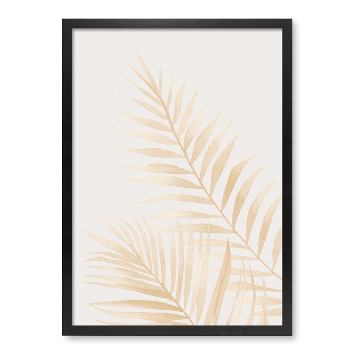 Watercolour Palm Leaves Beige Wall Art Print A2 (42 x 59.4cm) / Matte Black Frame / No Border from our Australian Made Framed Wall Art, Prints & Posters collection by Profile Products (Australia) Pty Ltd