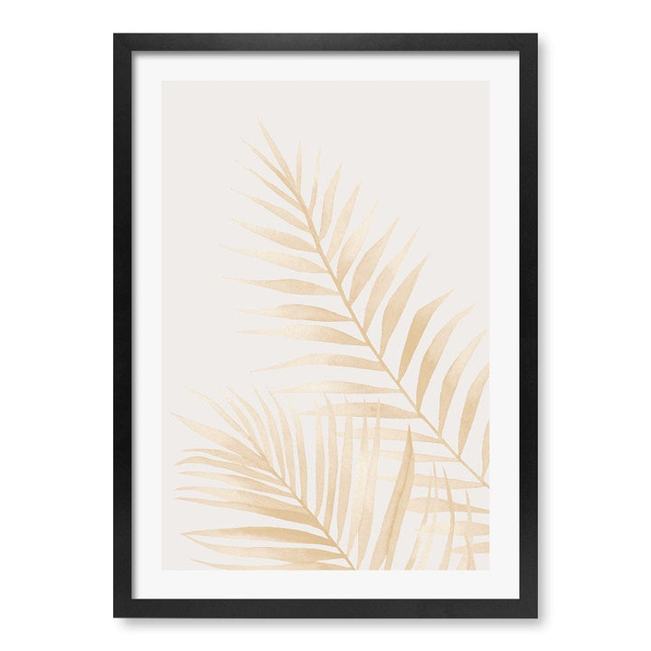 Watercolour Palm Leaves Beige Wall Art Print A2 (42 x 59.4cm) / Matte Black Frame / White Border from our Australian Made Framed Wall Art, Prints & Posters collection by Profile Products (Australia) Pty Ltd